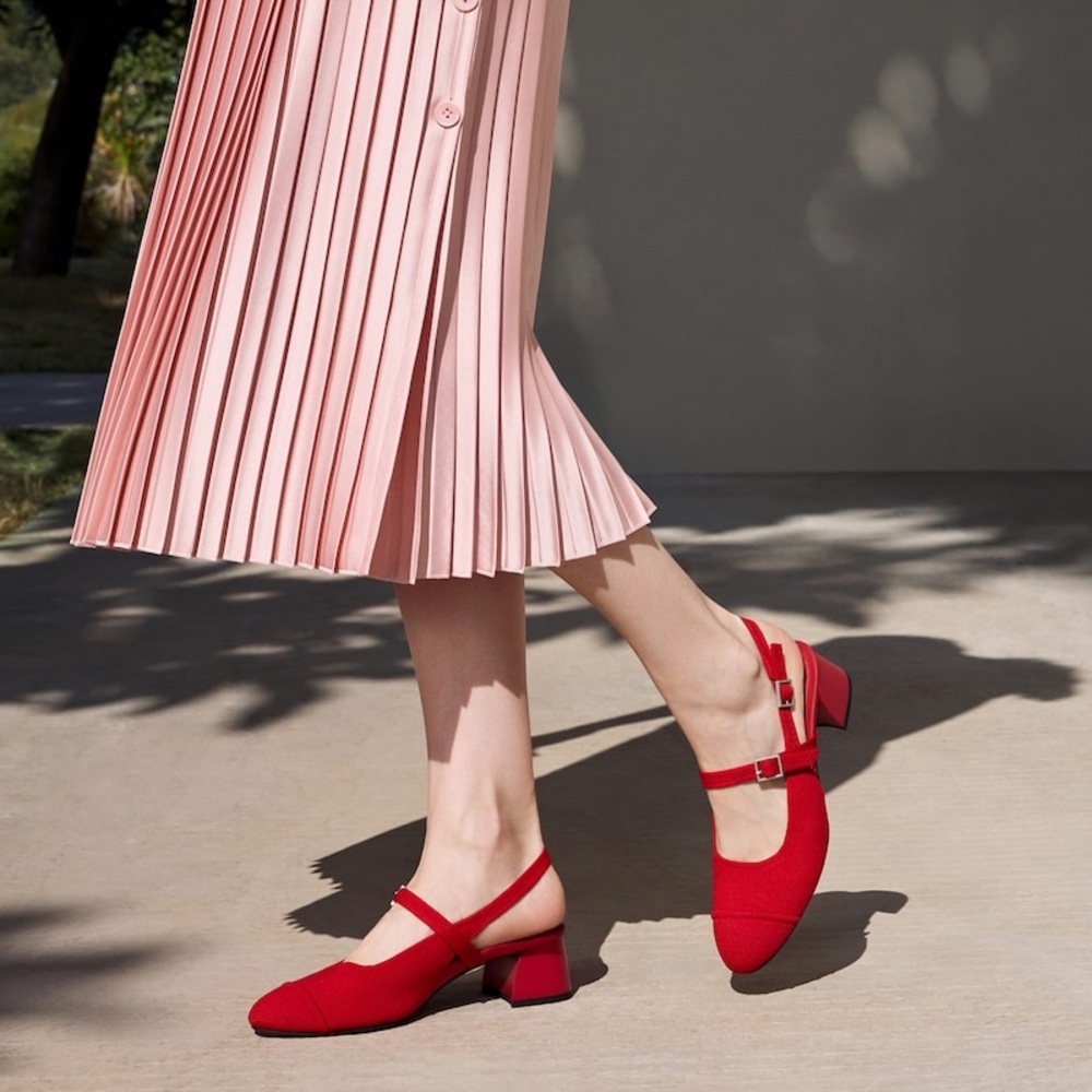 Vivaia Almond-Toe Slingback Mary-Jane Sandals (Juliana)